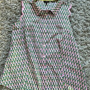 Talbots Pink and Green Pineapple Blouse